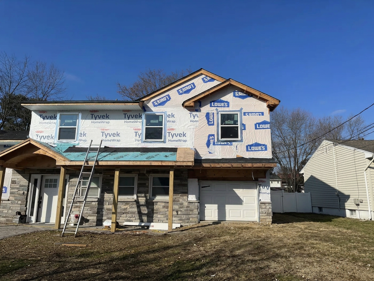 Framing to weather-tight wrap — after